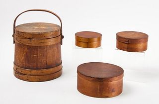 Firkin and Set of Three Circular Nest Boxes