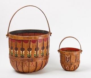 Maine Basket Co. - Two Paint Decorated Baskets