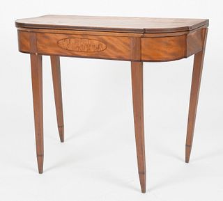 Federal Inlaid Cherry and Walnut Card Table