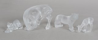 Four Modern Lalique Crystal Animal Figures