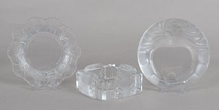 Three Lalique Frosted and Clear GlassTable Articles