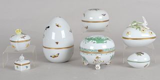Group of Seven Herend Porcelain Covered Boxes