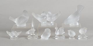 A Group of Lalique Glass Birds