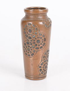 A Copper Clad Pottery Vase, att. to Clewell
