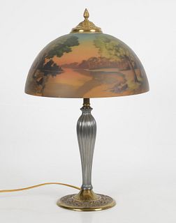 A Reverse Painted Table Lamp