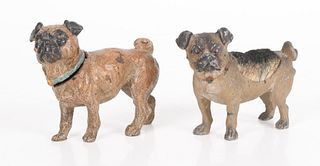 Two Cold Painted Pug Dog Desk Accessories