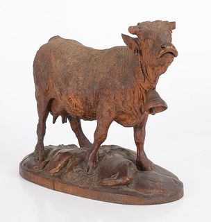 Black Forest Carved Linden Wood Model of a Cow