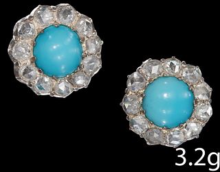 TURQUOISE AND DIAMOND CLUSTER EARRINGS