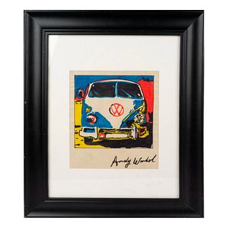 Andy Warhol (Attributed), Color Drawing, VW Bus, Signed