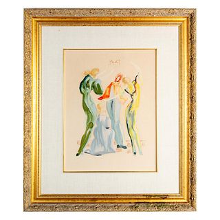 Salvador Dali, Large Color Wood Engraving, La Danse, Signed