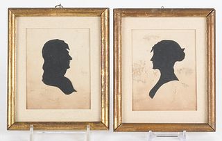 A Pair of Silhouette Portraits, Husband and Wife