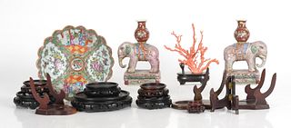 A Group of Chinese Items, Wooden Stands, Etc...