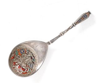 A Silver and Enamel Spoon by Georg Adam Scheid