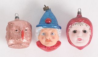 Three Antique Glass Christmas Ornaments