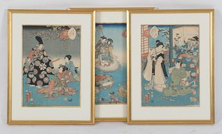 Three Japanese Woodblock Prints by Kunisada