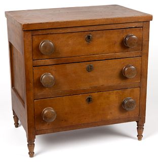 AMERICAN LATE FEDERAL CHERRY CHILD'S CHEST OF DRAWERS