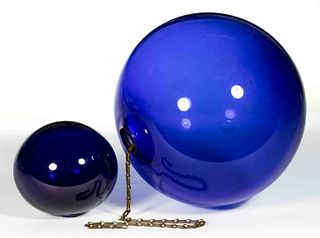 FREE-BLOWN GLASS WITCH BALLS, LOT OF TWO