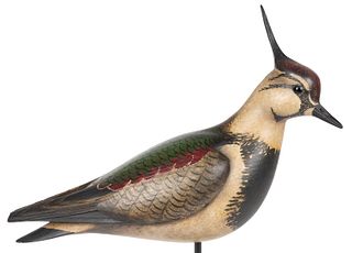 WILLIAM GIBIAN (ONANCOCK, VIRGINIA) CARVED AND PAINTED NORTHERN LAPWING