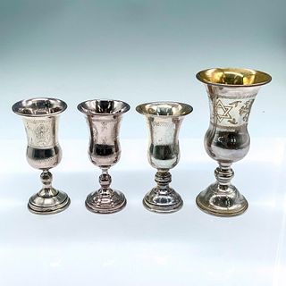 4pc Beautiful Sterling Silver Judaica Kiddush Cups
