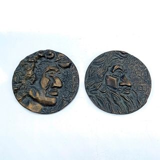 2pc Kenneth Treister Moses & King David Judaica Medallions