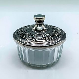 Beautiful Glass Box with Silver Plated Judaica Lid