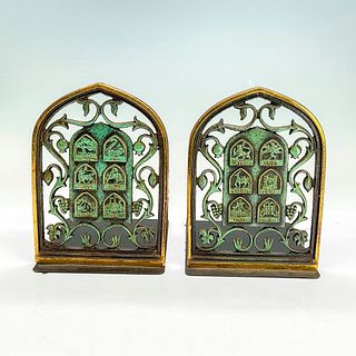 2pc Pal Bell Bronze Bookends, Twelve Tribes of Israel