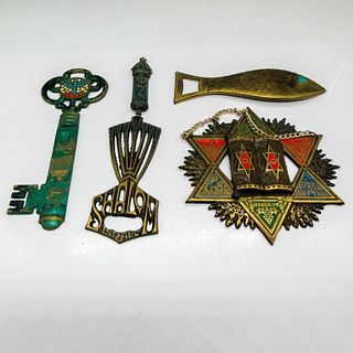 5pc Judaica Bronze and Brass Wall Adornments