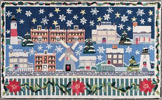 Vintage Claire Murray Nantucket Christmas Hooked Rug