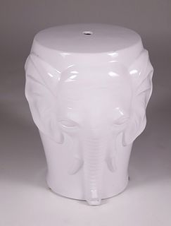 Contemporary Blanc de Chine Ceramic Elephant Form Garden Stool