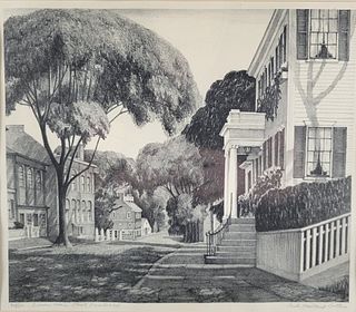 Vintage 1940s Ruth Haviland Sutton Artist Proof Lower Main Street Nantucket Lithograph