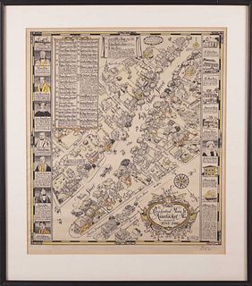 1937 Tony Sarg Residential Map of Main Street, Nantucket