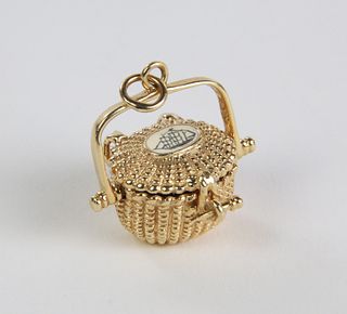 Glenaan Elliot Miniature Gold Nantucket Basket Pendant, circa 1999