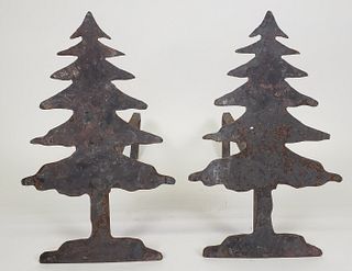 Pair of Antique - Vintage Christmas Tree Andirons, circa 1920s