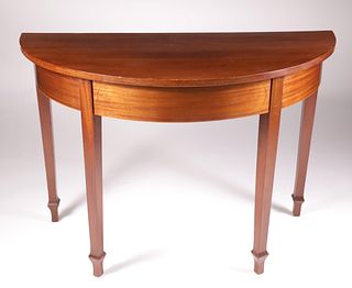 Mahogany Inlaid Demilune Table, 19th Century