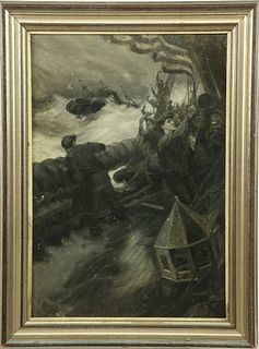 Illustrative Oil on Masonite "Marine Rescue"