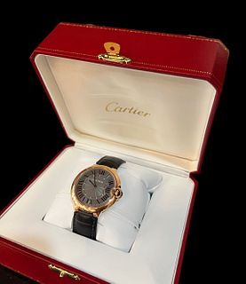 Men's Cartier Ballon Bleu 18kt Rose Gold Watch, Sunray Gray Face
