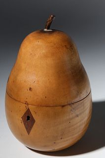 English Fruitwood Pear Form Tea Caddy, 18th Century