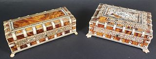 Two British Regency Antique Shell Jewelry Boxes, 19th Century