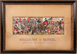 Thomas Stevens Stevengraph "Wellington and Blucher Meeting After The Battle Of Waterloo"