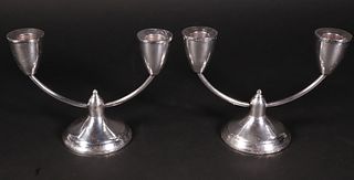 Pair of Sterling Silver Two-Light Candlesticks
