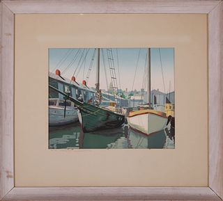 Roy Clifford Smith Silkscreen "At the Waterfront, Nantucket"
