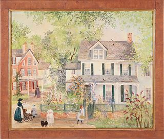 Grandma Davies Oil On Canvas "New England Homestead", circa 1987