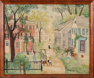 Grandma Davies Oil on Canvas, "New England Street Scene"