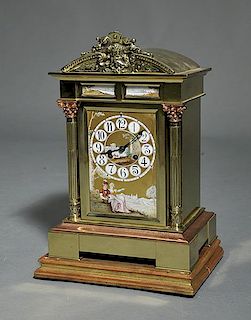 19th C. French Brass and Copper Mantel Clock