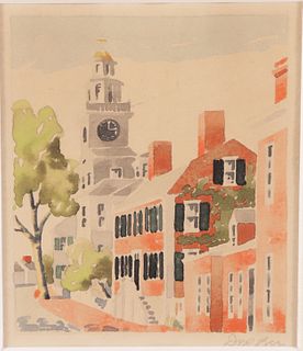 Doris and Richard Beer Watercolor on paper "Orange Street"