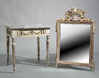 French Mirror and French Louis XVI Style Table