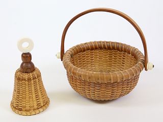 Two Miniature Woven Nantucket Baskets