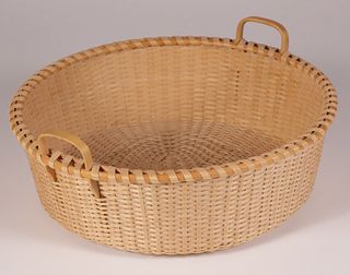 Round Open Shallow Woven Basket, Contemporary