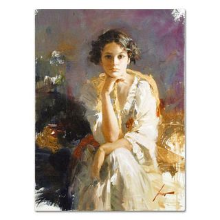 Pino (1939-2010), "Yellow Shawl" Artist Embellished Limited Edition on Canvas, AP Numbered and Hand Signed with Certificate of Authenticity.
