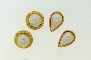 Two Pair of Mabe Pearl Earrings